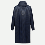 Blue VeðurRó rain poncho – back view with logo